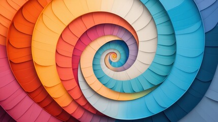Fototapeta premium A vibrant spiral of fractal patterns unfurls, drawing the eye inwards towards its infinitely receding center, a mesmerizing blend of color and complexity.