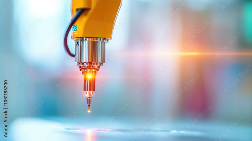 Poster A robotic arm assembling a complex piece of technology, representing automation and the increasing role of artificial intelligence in the world.