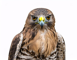 Obraz premium A majestic hawk with a piercing gaze, showcasing its intricate feather patterns and sharp beak