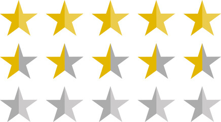 Star shapes in a row best and top quality concept representation graphic five star rating.
