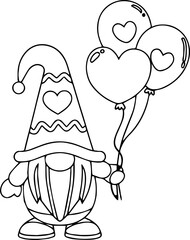 Cute Heart Balloon Valentines Gnome Vector / SVG