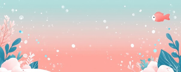 A serene underwater scene featuring a goldfish among bubbles and colorful aquatic plants.