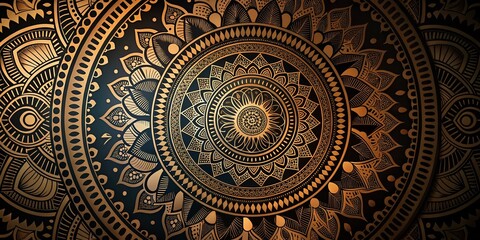 Fototapeta premium Embossed Black Background with Ethnic Indian Geometric Patterns, Long Exposure Abstract Design for Artistic Stock Photography