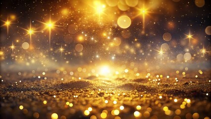 Naklejka premium Enchanted Golden Sparkles in a Luxurious Landscape with Magical Glow and Ample Copy Space for Elegant Designs