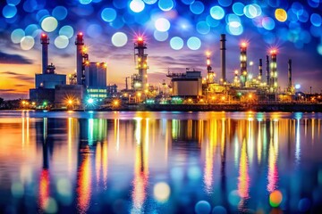 Fototapeta premium Enchanting Low Light Factory Scene in the Sea - Captivating Animation Loop, Tranquil Waves, Industrial Charm, Serene Waters, Nighttime Glow, Atmospheric Vibes, Oceanic Setting, Modern Design