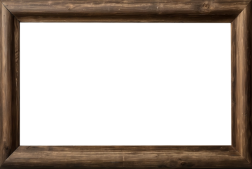 Old rustic wooden frame isolated on transparent or white background, PNG