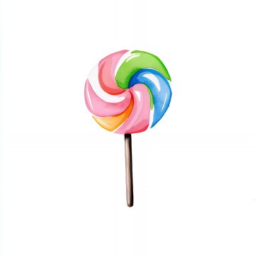 recommend clip art: A colorful lollipop with a spiral design on a white background.