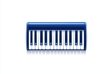 Blue melodica instrument on a white isolated background.