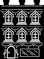 Hand drawn Christmas House Black Vector silhouette  