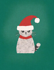Festive Cat in Santa Hat