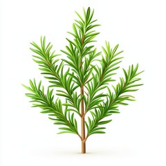Fototapeta premium Fresh green rosemary plant, white isolated background.