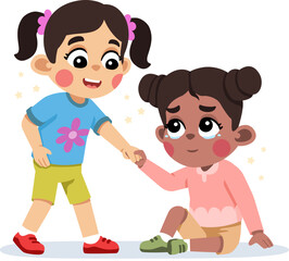 Kid Helping a Friend Who Fell Down