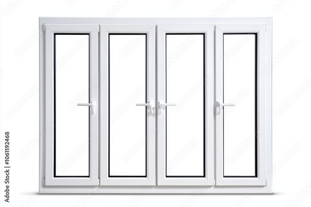 Poster modern white window design with multiple panes, isolated on a clean background.
