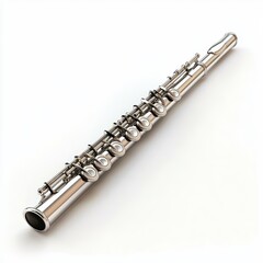 Obraz premium Silver flute on white isolated background.
