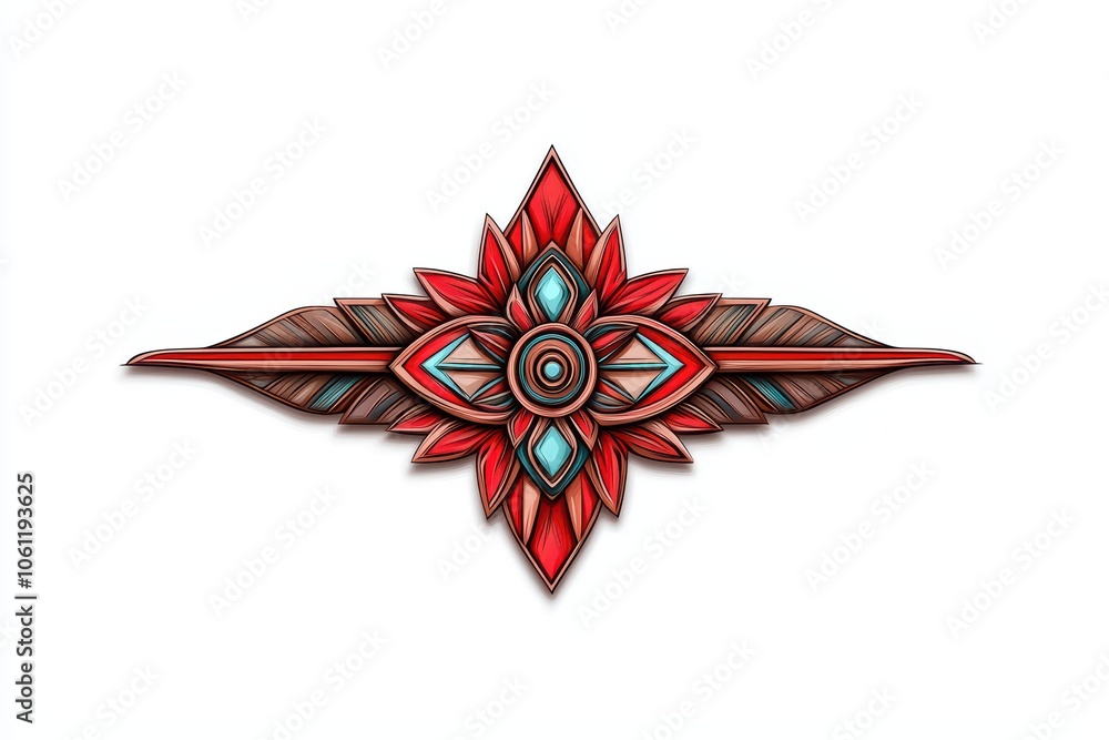 Poster vibrant decorative graphic element featuring intricate patterns and colors, ideal for design project