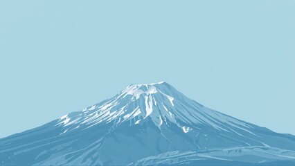 Generative AI, Minimalist Mountain Landscape with Soft Pastel Blue Background