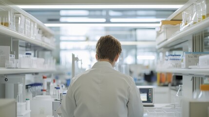 Obraz premium Scientist in a Modern Laboratory Conducting Research