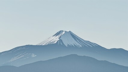 Fototapeta premium Generative AI, Minimalist Mountain Landscape with Soft Pastel Blue Background