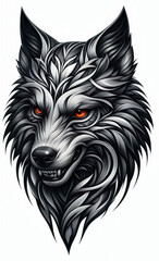 Obraz premium TRIBAL TATOO トライバル タトゥ 狼 wolf