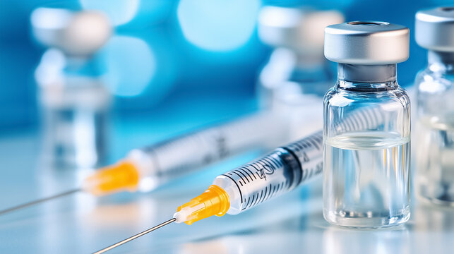 Detailed arrangement of syringes and vials highlights essential tools for administering vaccines and medications