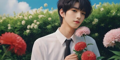 person with flowers