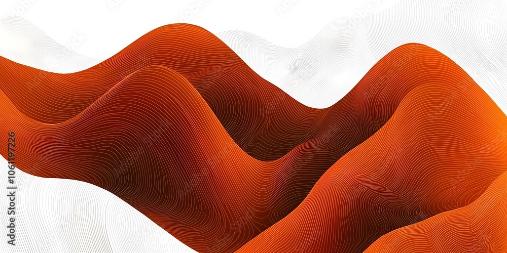 Poster an abstract design featuring wavy lines in vibrant shades of orange and subtle hints of white, creat