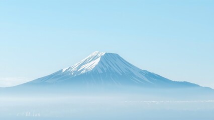 Generative AI, Minimalist Mountain Landscape with Soft Pastel Blue Background