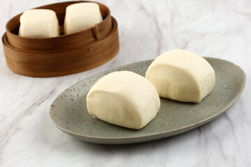 Close Up Steamed Mantou Baozi Buns