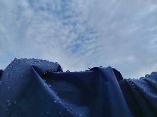 Water droplets on waterproof fabric