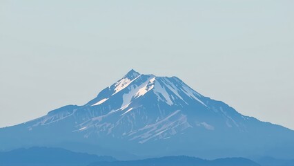 Generative AI, Minimalist Mountain Landscape with Soft Pastel Blue Background
