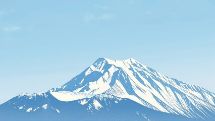 Generative AI, Minimalist Mountain Landscape with Soft Pastel Blue Background