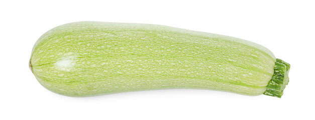One fresh ripe zucchini isolated on white, top view