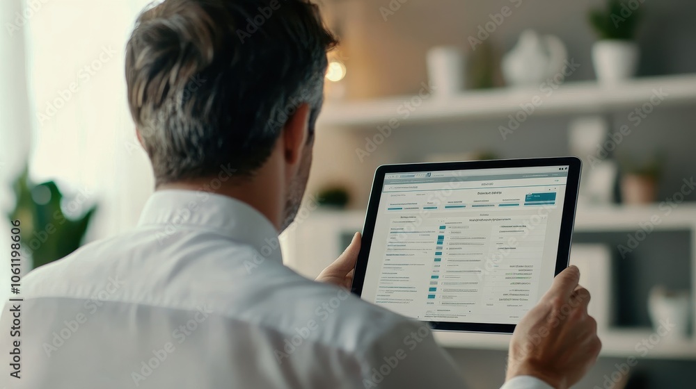 Poster Man Working on Computer in Home Office