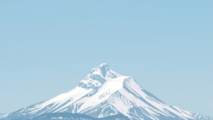 Generative AI, Minimalist Mountain Landscape with Soft Pastel Blue Background