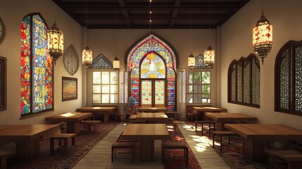 Obraz premium Modern Islamic Art Studio with Bright Colors