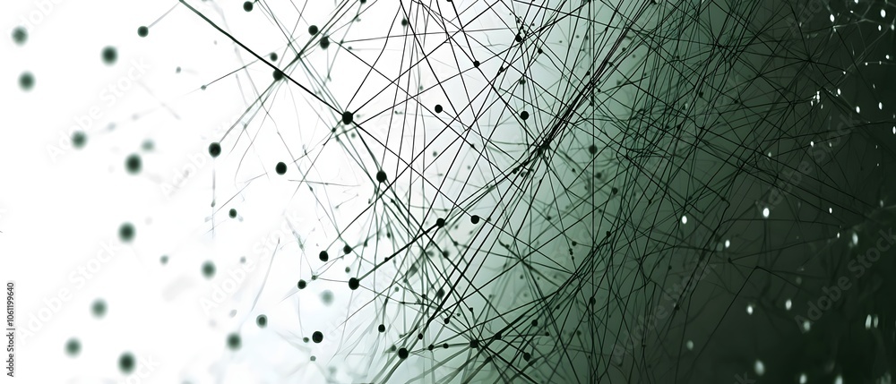 Aufkleber an abstract digital artwork depicting a network of interconnected lines and dots, showcasing a gradi