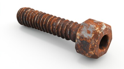 A rusty bolt showcasing wear and corrosion, typically used in construction and machinery.