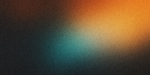 Grainy gradient background in orange, green and black colors. Noise texture. abstract orange green black gradient. background design. colorful background with space for design. banner, poster