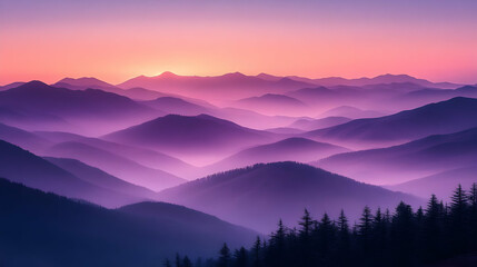 Obraz premium Purple Mountain Ranges at Sunset - Photo