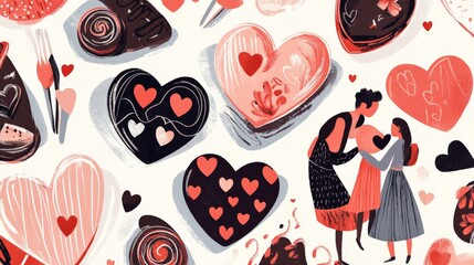 Playful Valentine's Day Celebration with Heart Decorations