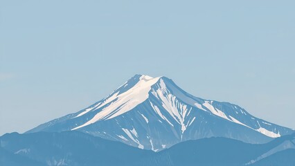 Generative AI, Minimalist Mountain Landscape with Soft Pastel Blue Background