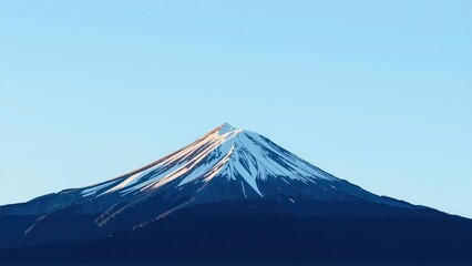 Generative AI, Minimalist Mountain Landscape with Soft Pastel Blue Background