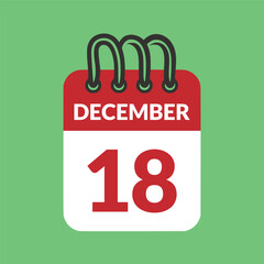 December 18 Calendar icon vector illustration.