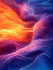 Obraz premium An abstract blend of vibrant orange and deep blue waves creating a fluid, dynamic composition that evokes a sense of calm and energy simultaneously.