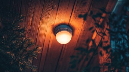 Cozy Warm Light Fixture on Wooden Ceiling