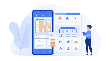 A digital interface showcasing home design options on a smartphone and tablet.
