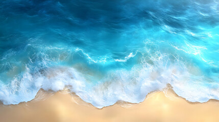 Fototapeta premium Beach Waves Ocean Turquoise Water Illustration