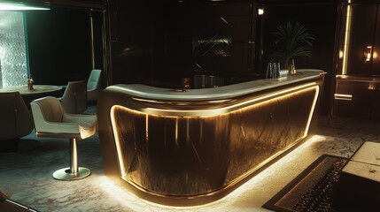 Elegant Sophisticated Bar Mockup with Stylish Lighting