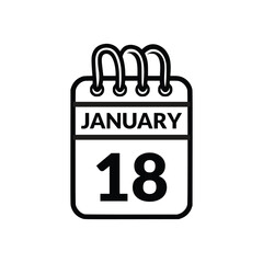 January 18 Calendar icon vector illustration.