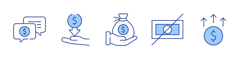 expense, salary, no, increase, support. icon vector illustration. Line Duotone style. Editable stroke